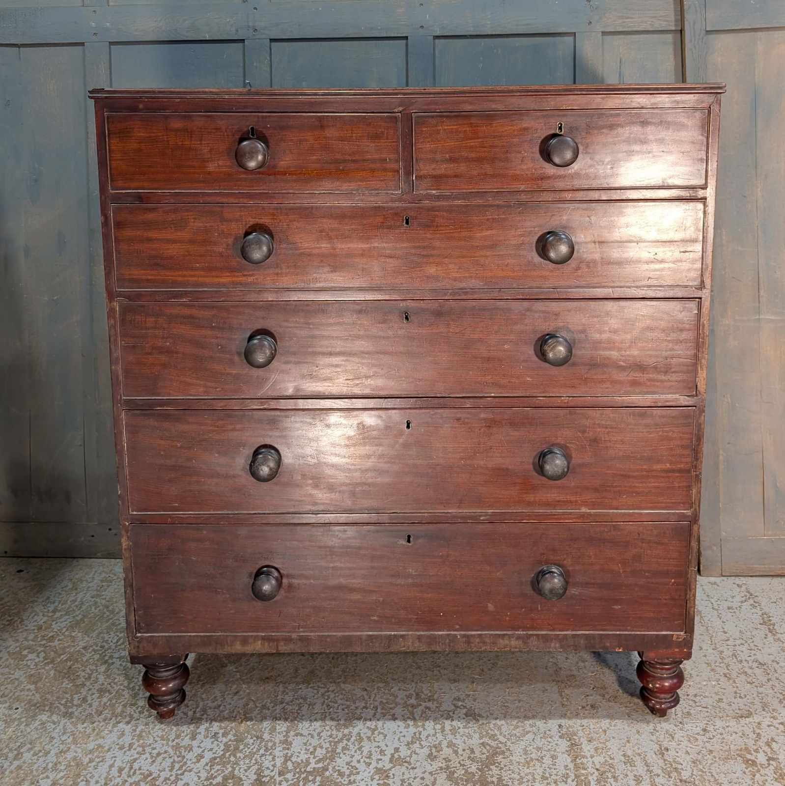 Extra Large Two Over Four Victorian Mahogany Chest Of Drawers photo for sale