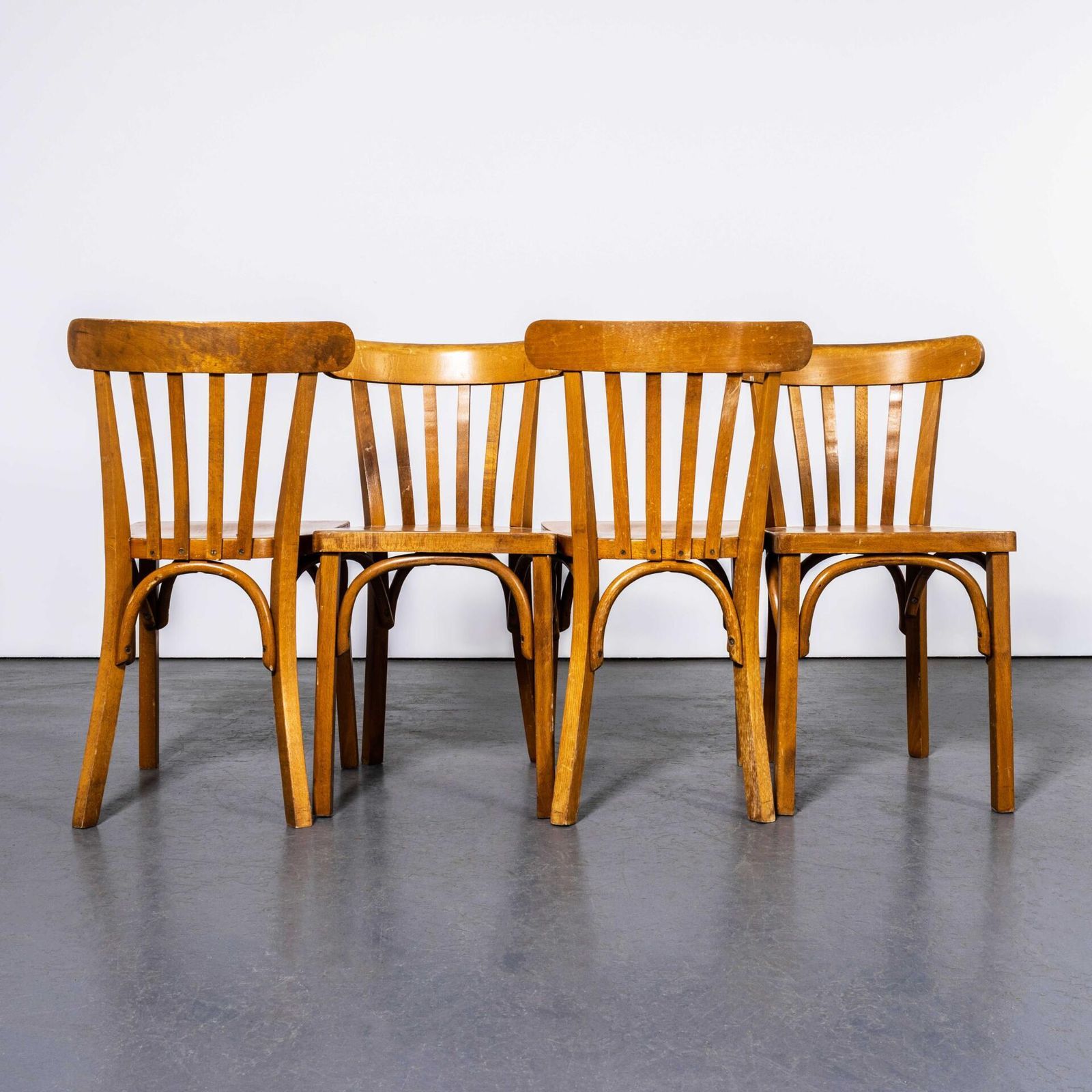 1950’s Luterma Honey Oak Bentwood Flat Seat Dining Chair – Set Of Four photo for sale