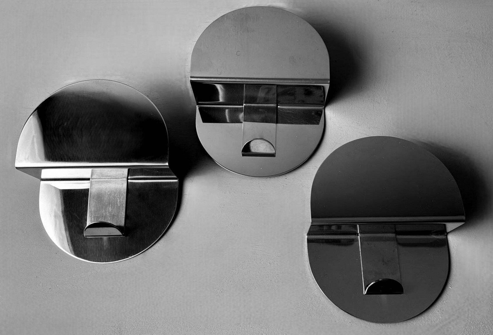 Space Age Vintage Set Of Three Italian Stainless Steel Wall Hooks photo for sale