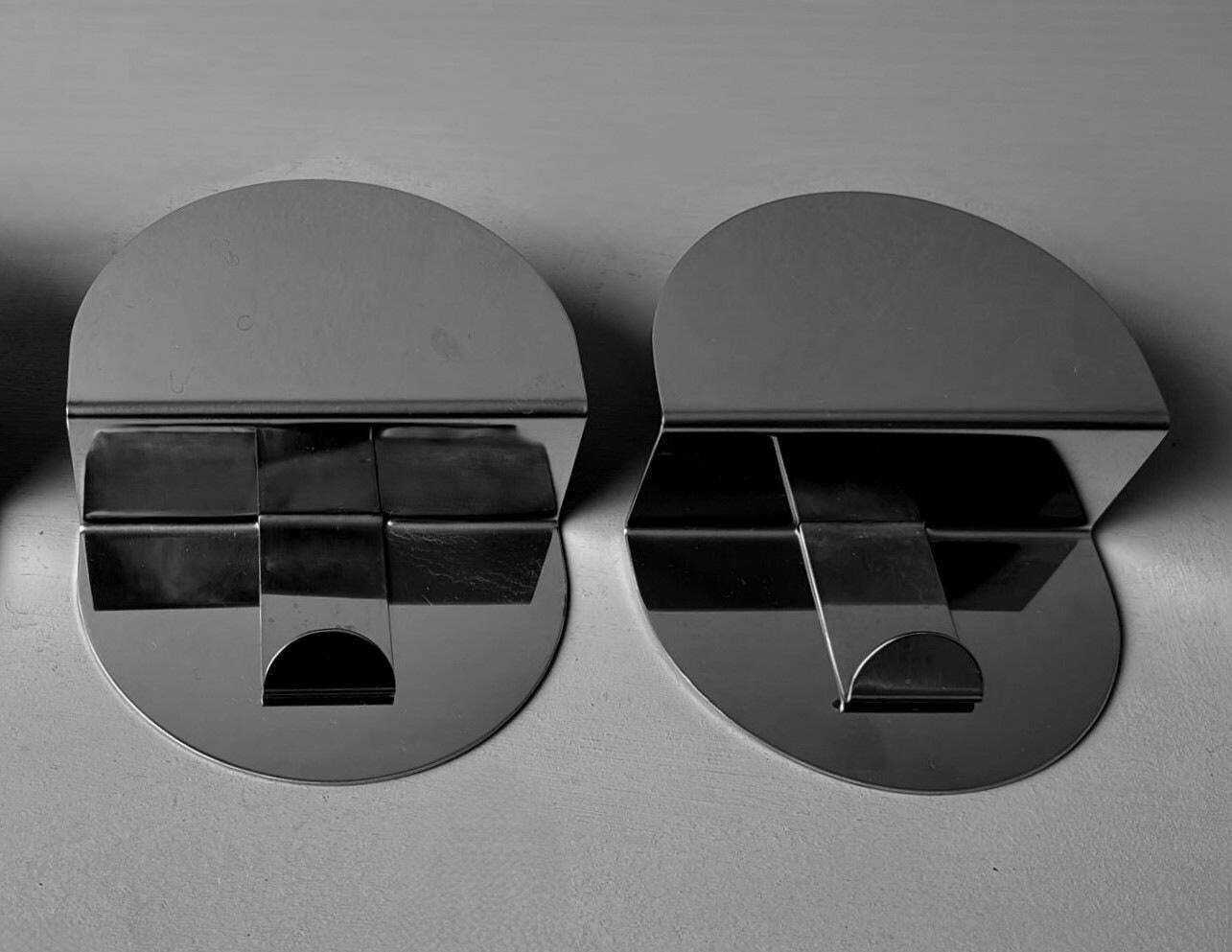 photo furniture Space Age Vintage Set Of Three Italian Stainless Steel Wall Hooks