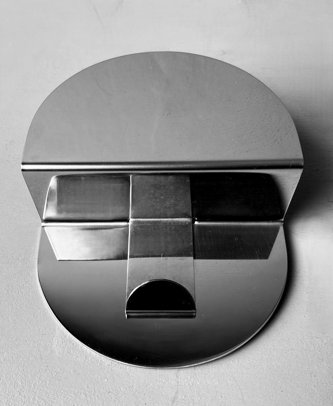 photo vinterior Space Age Vintage Set Of Three Italian Stainless Steel Wall Hooks