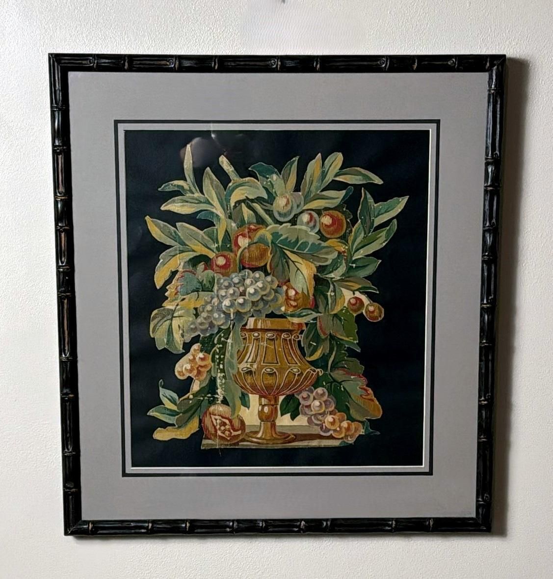Painting Cutout Oil On Canvas Framed With Faux Bamboo Wood  01 photo furniture