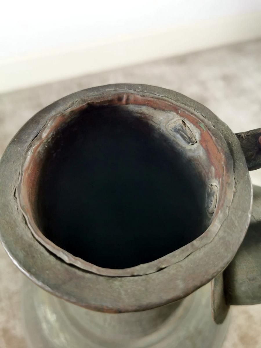 photo for sale Antique Spanish Copper Jug With Lid All Hand Forged With A Beautiful Patina