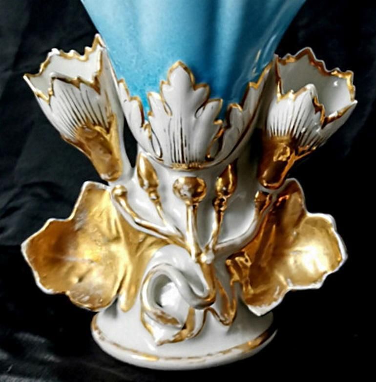 Porcelain De Paris Pair French Wedding Vases For Church photo vintage