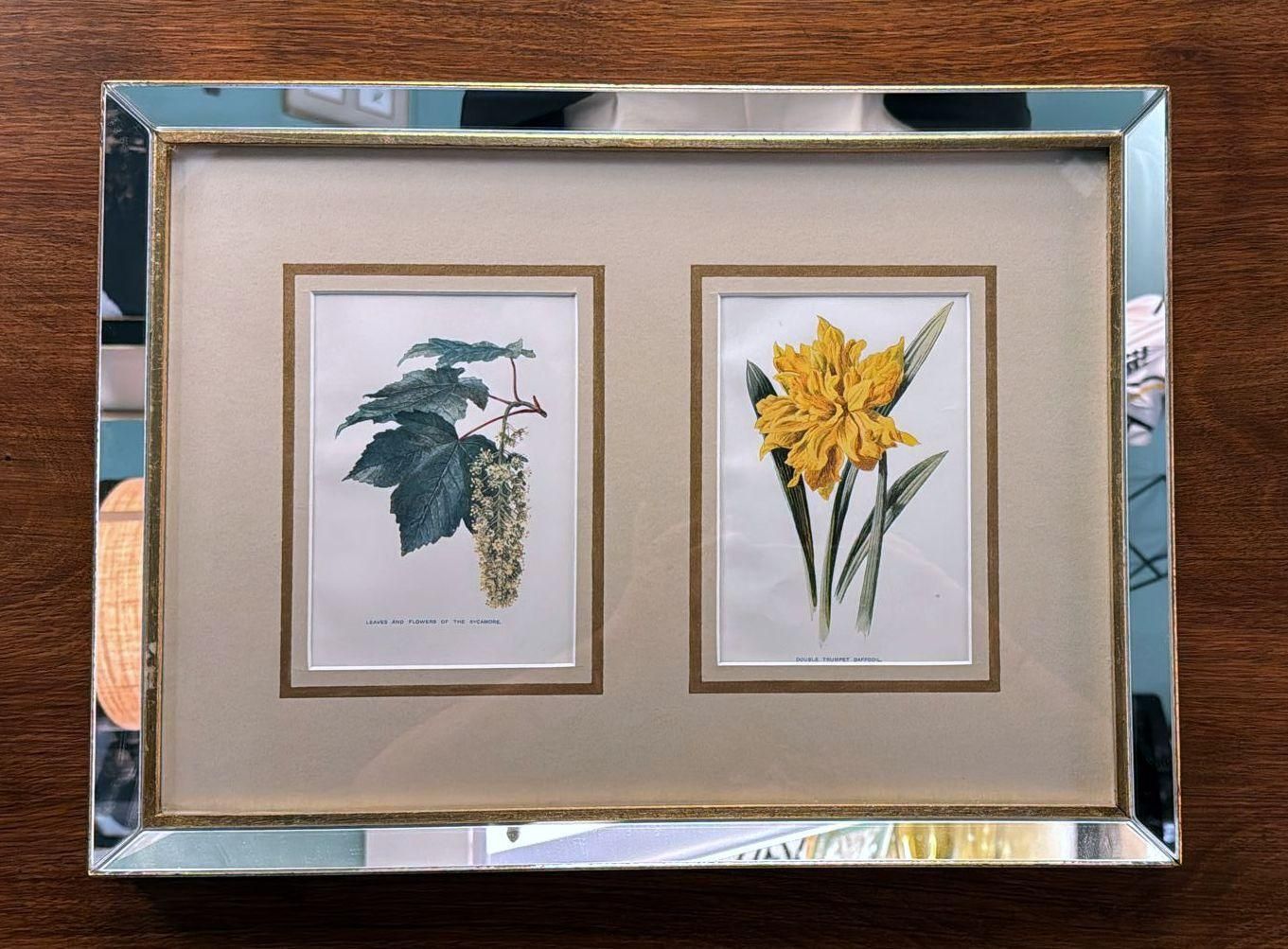 Italian Mirror Frame With English Chromolithographic Floral Prints – 02 photo furniture