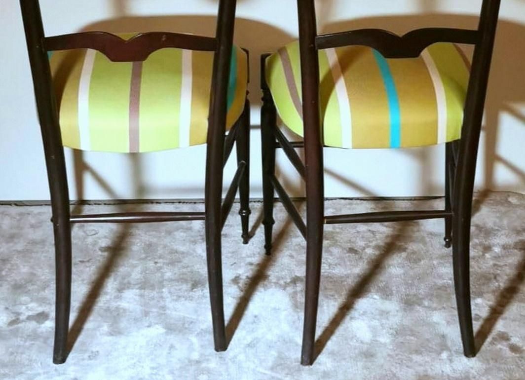 photo for sale Paolo Buffa Style Pair Of Chiavari Chairs In Italian Wood With High Backrest