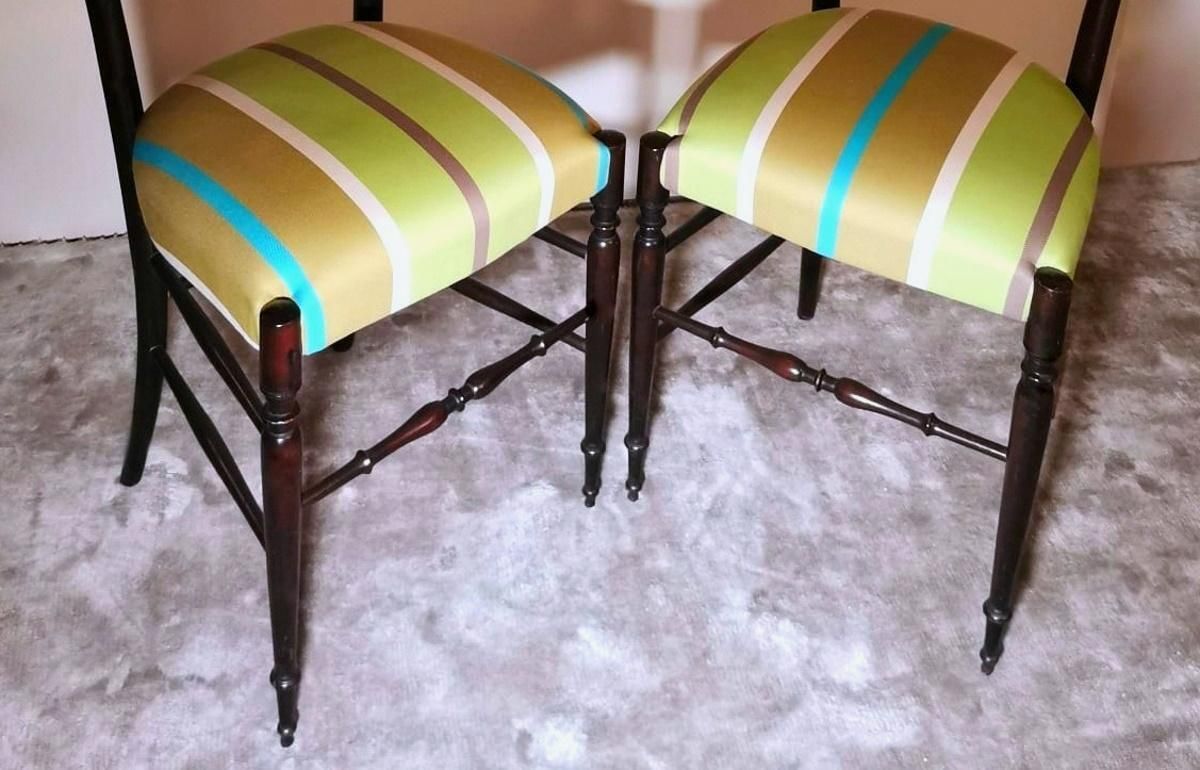 Furniture Paolo Buffa Style Pair Of Chiavari Chairs In Italian Wood With High Backrest photo