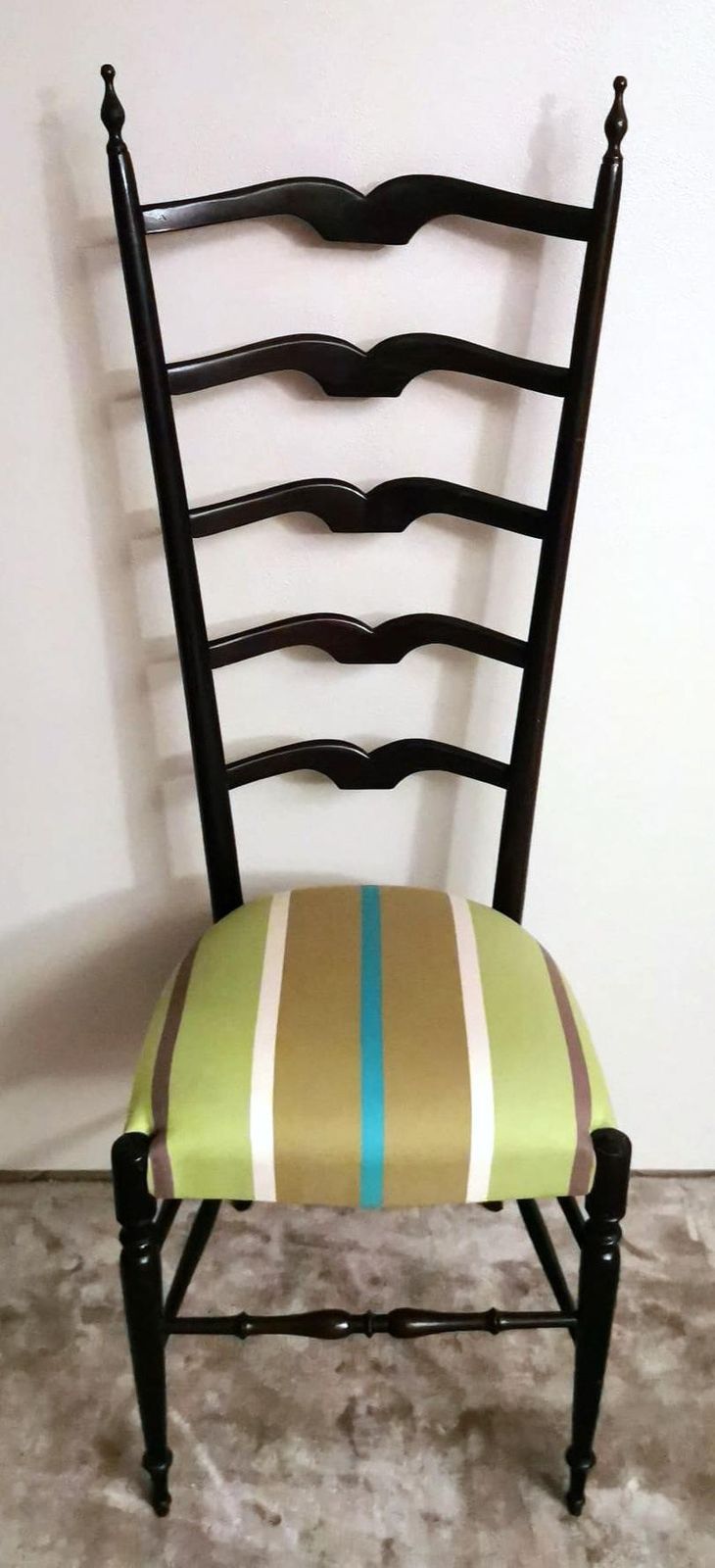 1270.0 Paolo Buffa Style Pair Of Chiavari Chairs In Italian Wood With High Backrest photo