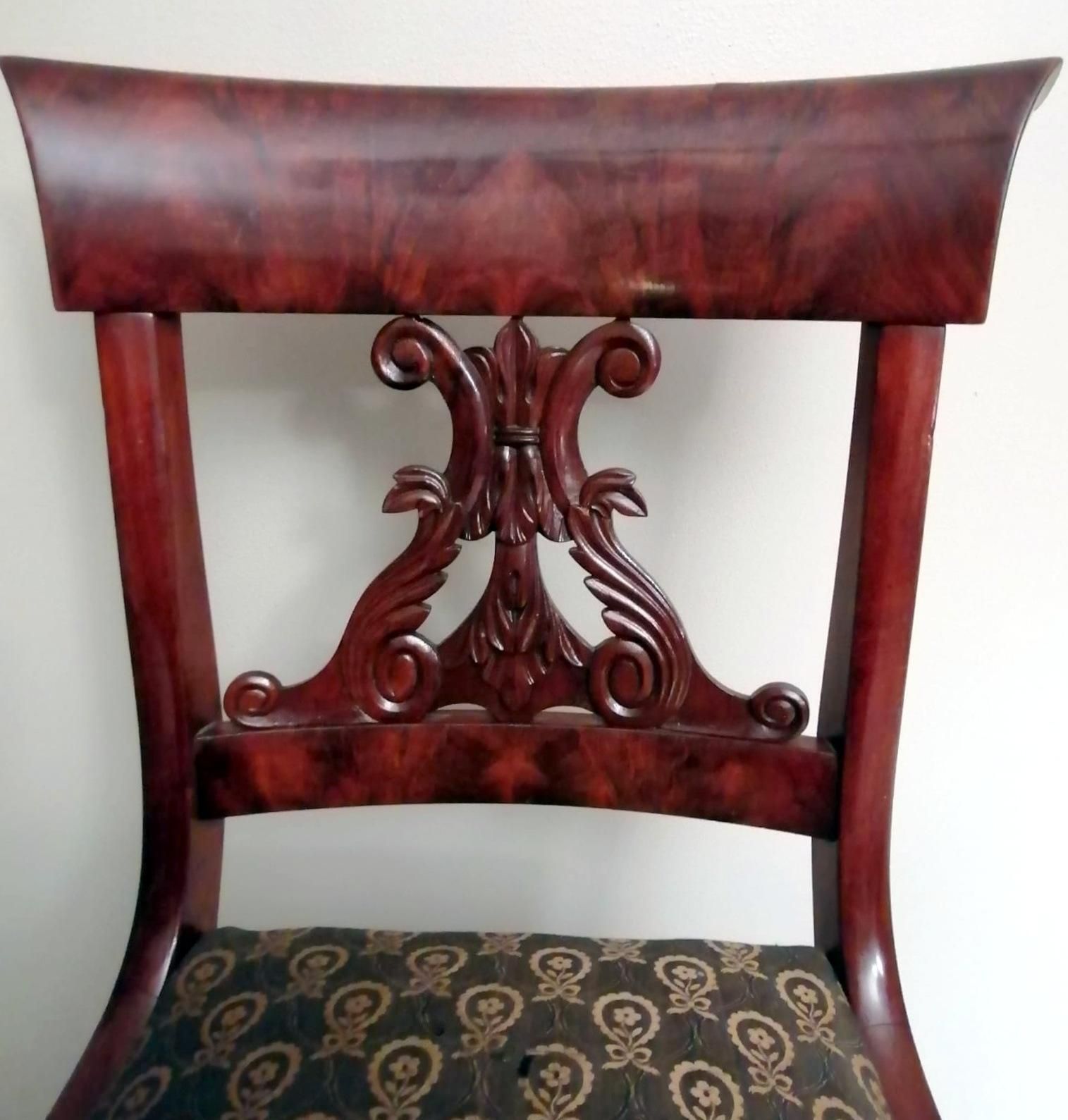 Biedermeier Style Danish Chair In Wood And Fabric photo Furniture