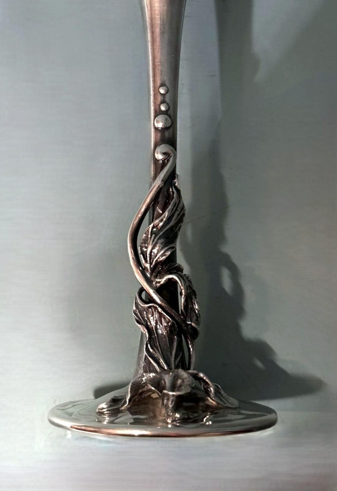 Murano "Pulegoso" Italian Glass Chalice With Art Nouveau Silver Stem photo 664.0