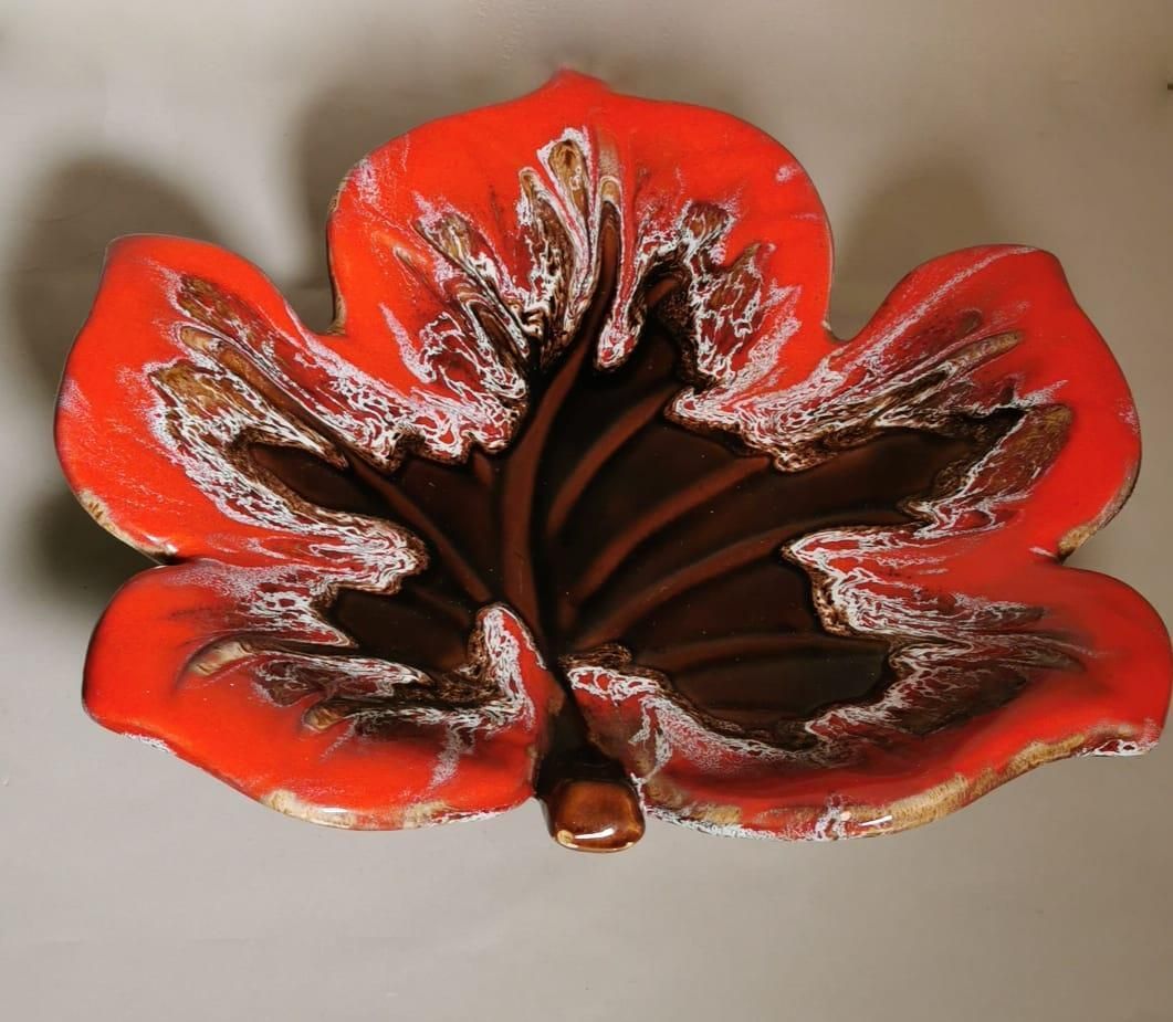 Vallauris France Colorful Ceramic Table Centerpiece Leaf Shaped photo Home Decor
