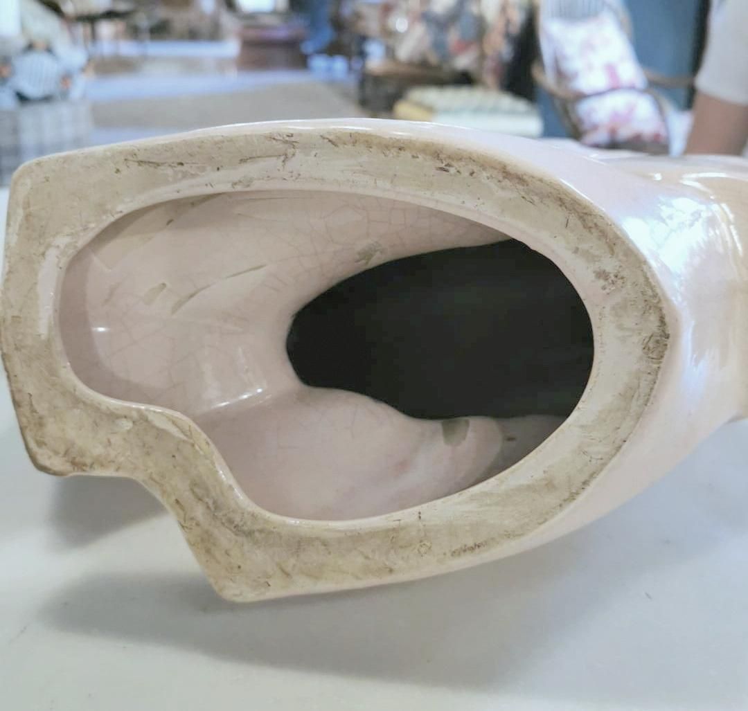 photo vinterior Art Deco French Sculpture Of Two Fish In Craquelé Porcelain