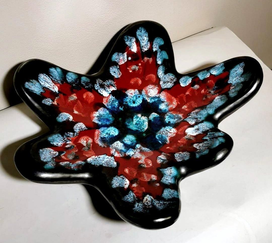 Longwy Large French Glazed Ceramic Table Centerpiece Multicolor photo furniture