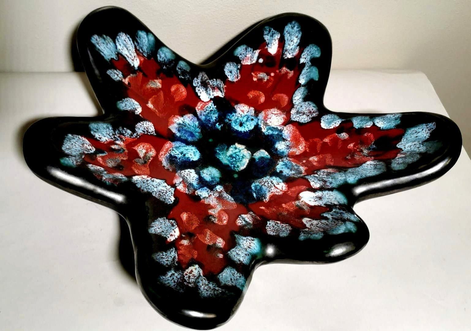 Longwy Large French Glazed Ceramic Table Centerpiece Multicolor photo for sale