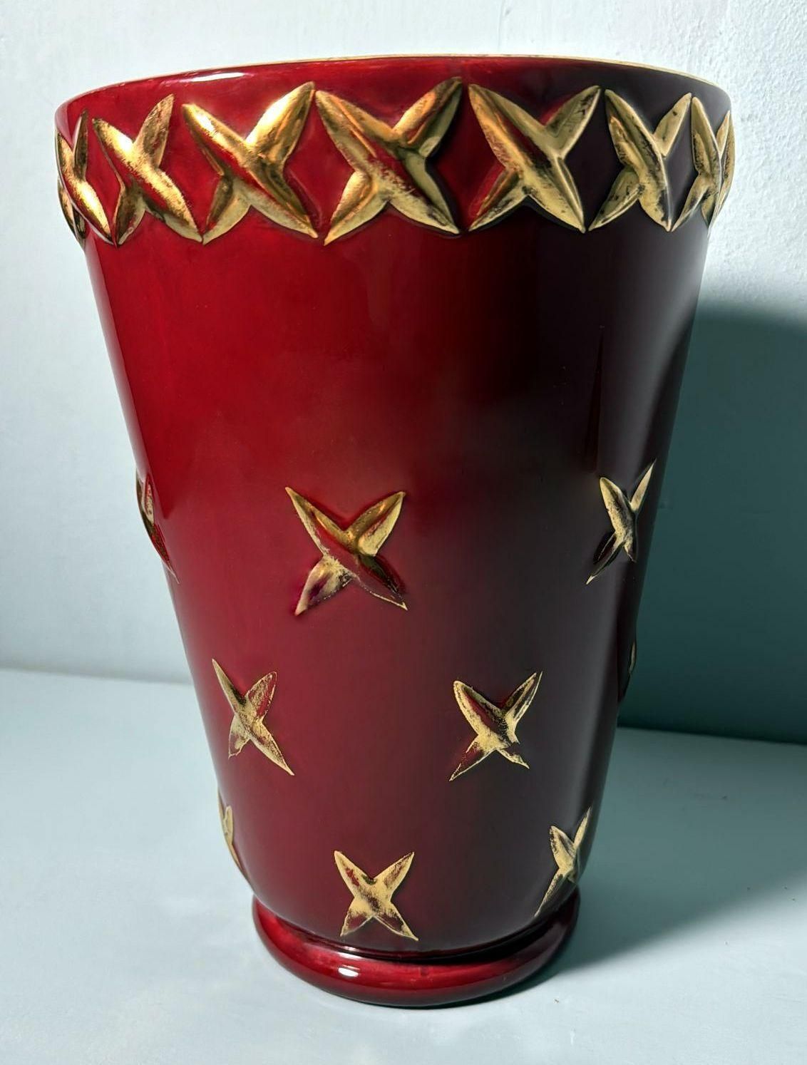 Saint Clement Blanche Letalle French Art Deco Vase In Ceramic And Pure Gold photo furniture