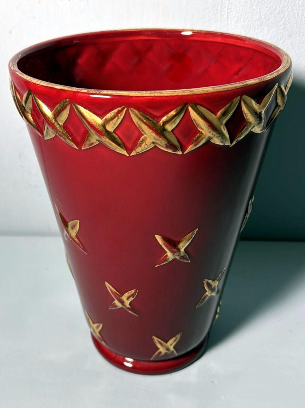 Saint Clement Blanche Letalle French Art Deco Vase In Ceramic And Pure Gold photo Home Decor