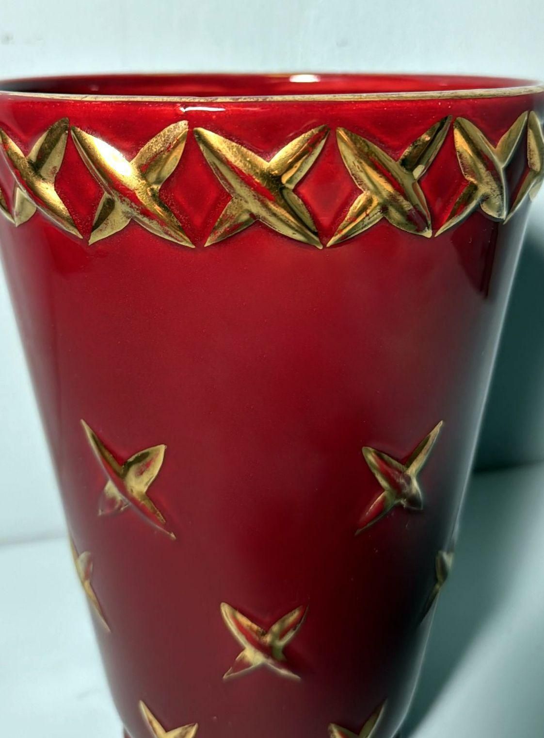 Saint Clement Blanche Letalle French Art Deco Vase In Ceramic And Pure Gold photo vinterior