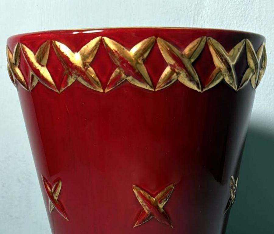 Saint Clement Blanche Letalle French Art Deco Vase In Ceramic And Pure Gold photo buy