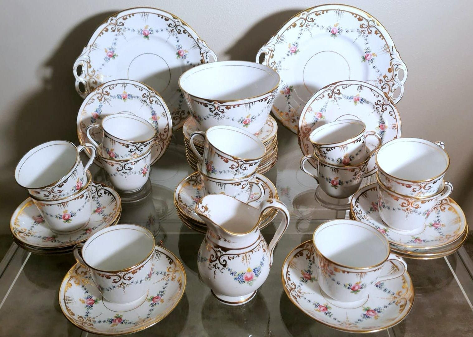 Napoleon III Style Porcelain De Paris Coffee/Tea Service For 12 People 28 Pieces photo for sale