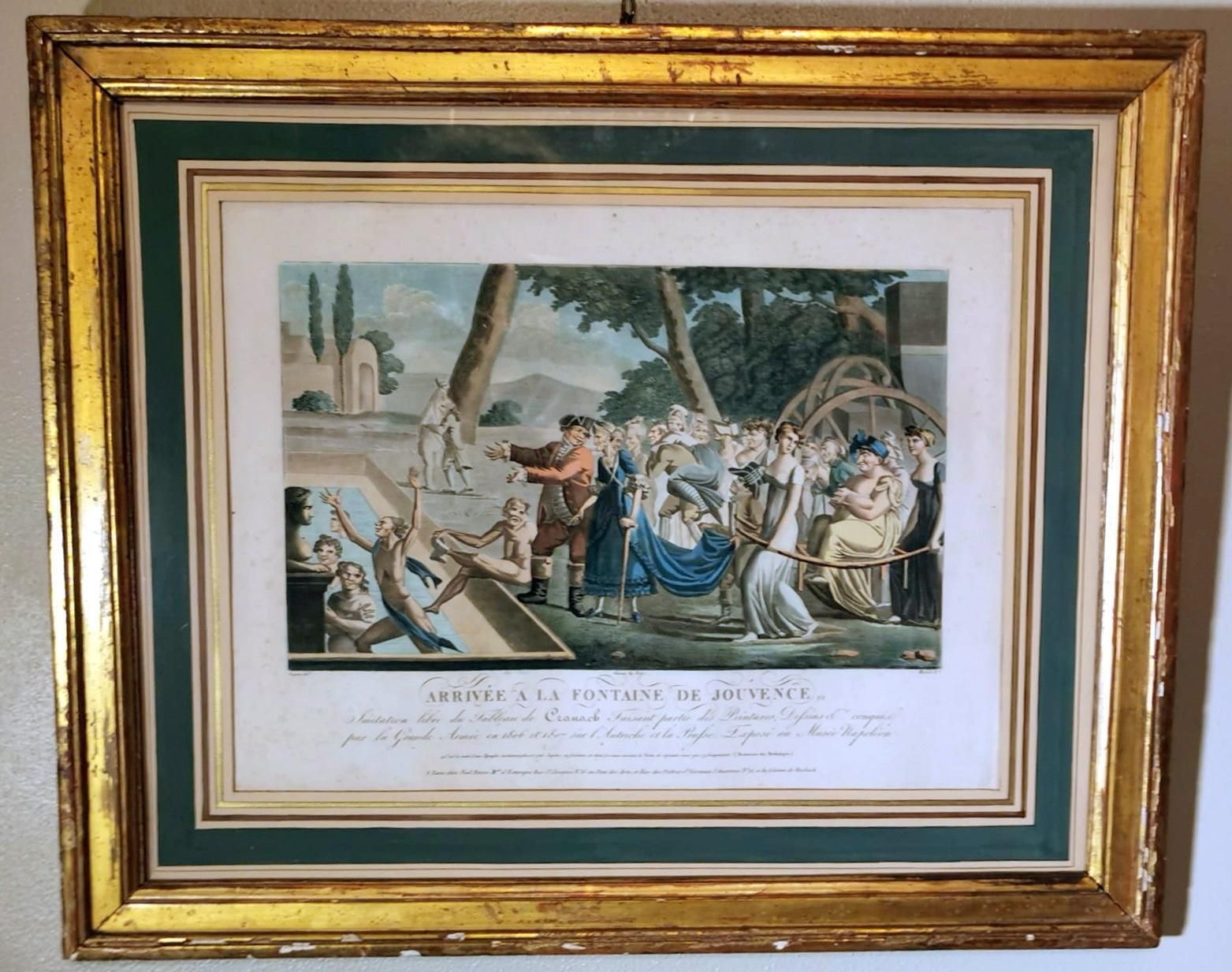 Jean Baptiste Morret French Etching With Allegorical Subject Gilded Wood Frame photo for sale