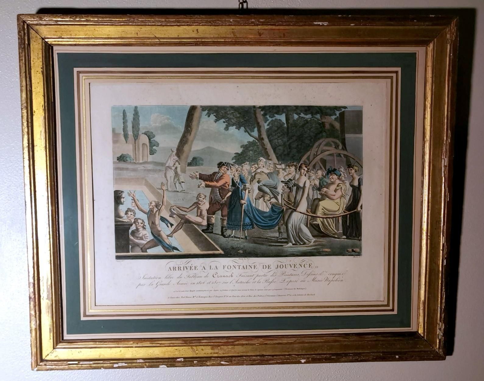 Jean Baptiste Morret French Etching With Allegorical Subject Gilded Wood Frame photo 491.0
