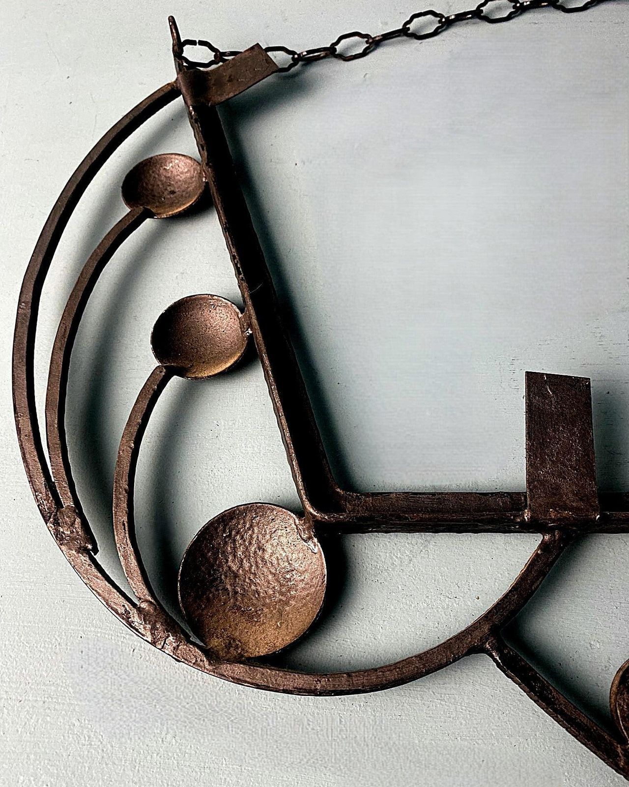 photo buy French Art Nouveau Wrought Iron Mirror With Beveled Glass