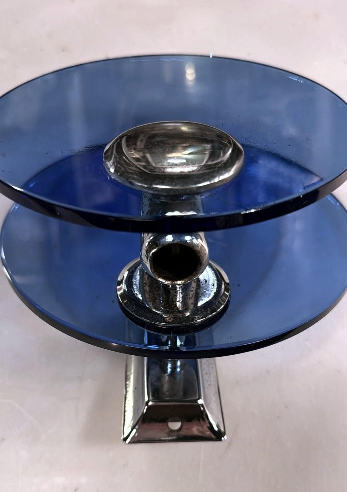 photo buy Veca Style Pair Of Italian Blue Glass And Nickel Plated Brass Wall Sconces