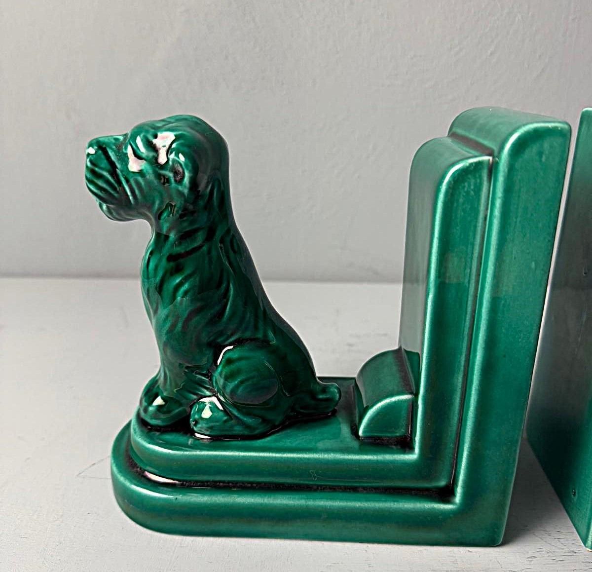 photo furniture Art Deco Pair Of French Ceramic Bookends In Saint Clément Style
