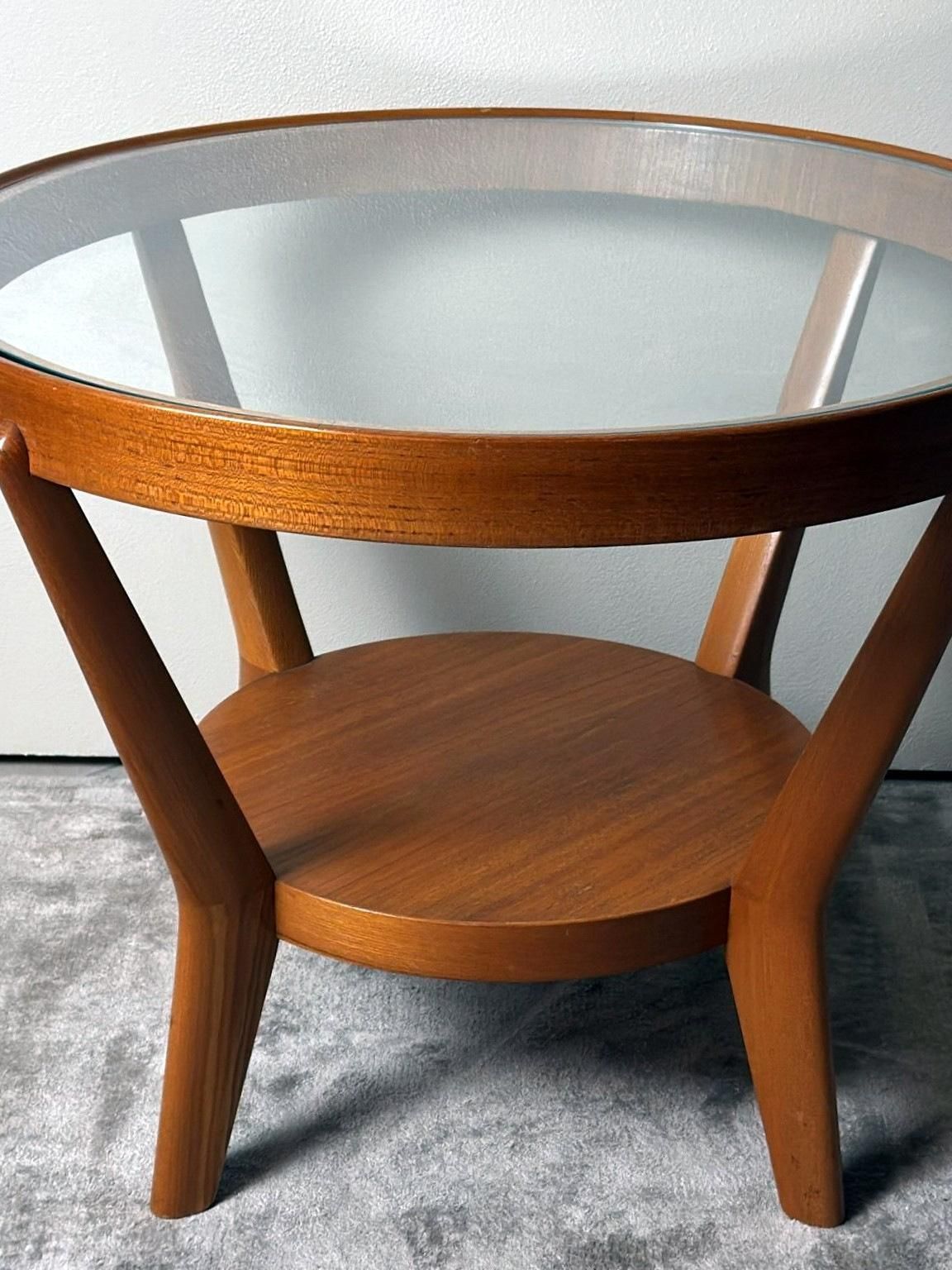 photo furniture Halabala Style Czechoslovak Round Wooden And Glass Coffee Table