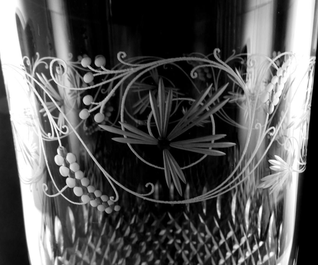 photo for sale Neoclassical Style Italian Chalice Shaped Vase In Ground And Diamond Crystal