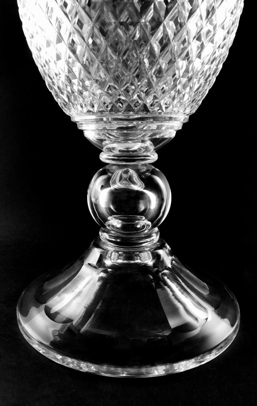 Home Decor Neoclassical Style Italian Chalice Shaped Vase In Ground And Diamond Crystal photo