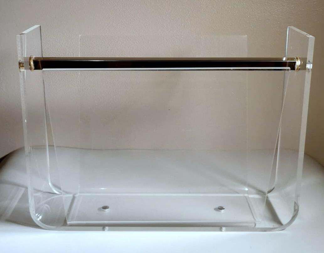 photo furniture Space Age Style Italian Clear Plexiglass Magazine Rack