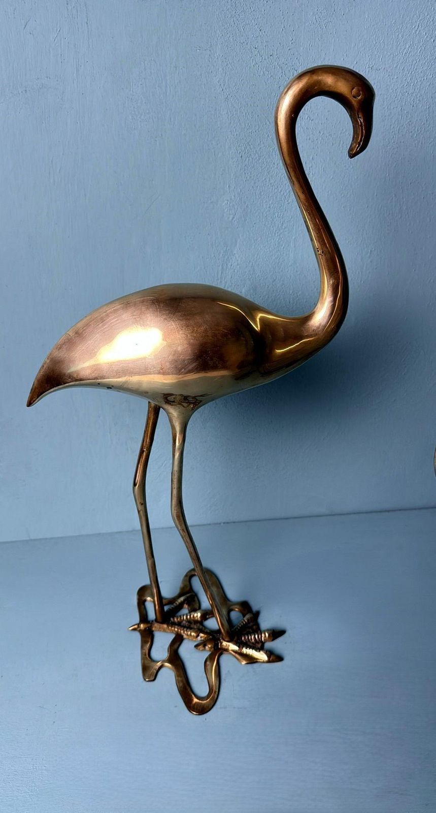 photo buy Italian   Mid Century Pair Of  Brass Flamingos In Hollow