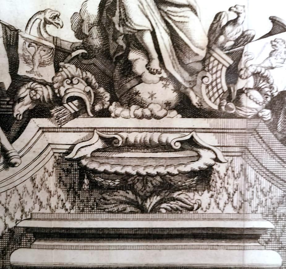 Simon Thomassin French Print " La Gloire De La France" Etched With Wooden Frame photo vintage