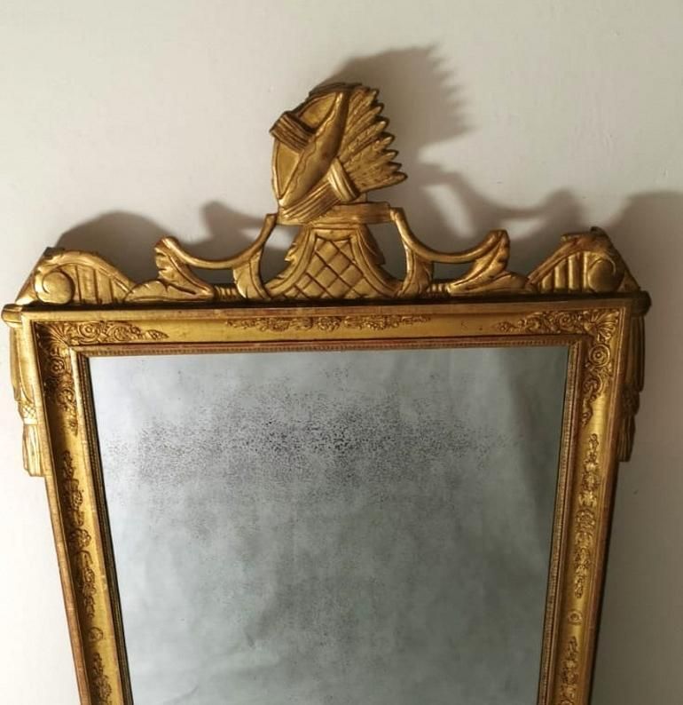 Napoleon I Empire French Gold Leaf Wood Mirror photo for sale