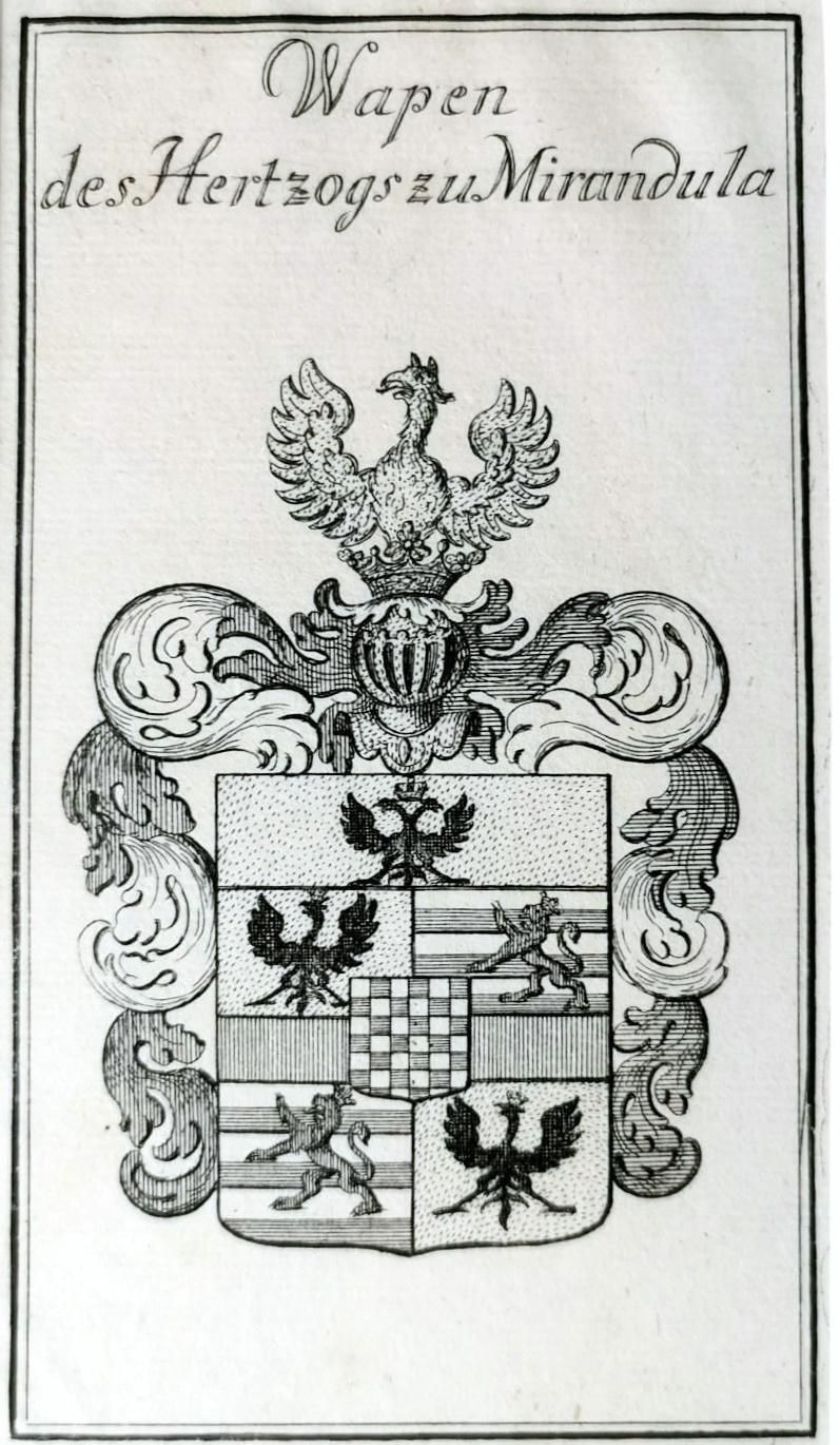 Mirror Frame With Engraved Dutch Print Depicting Dukes Of Mirandola Coat Of Arms photo buy