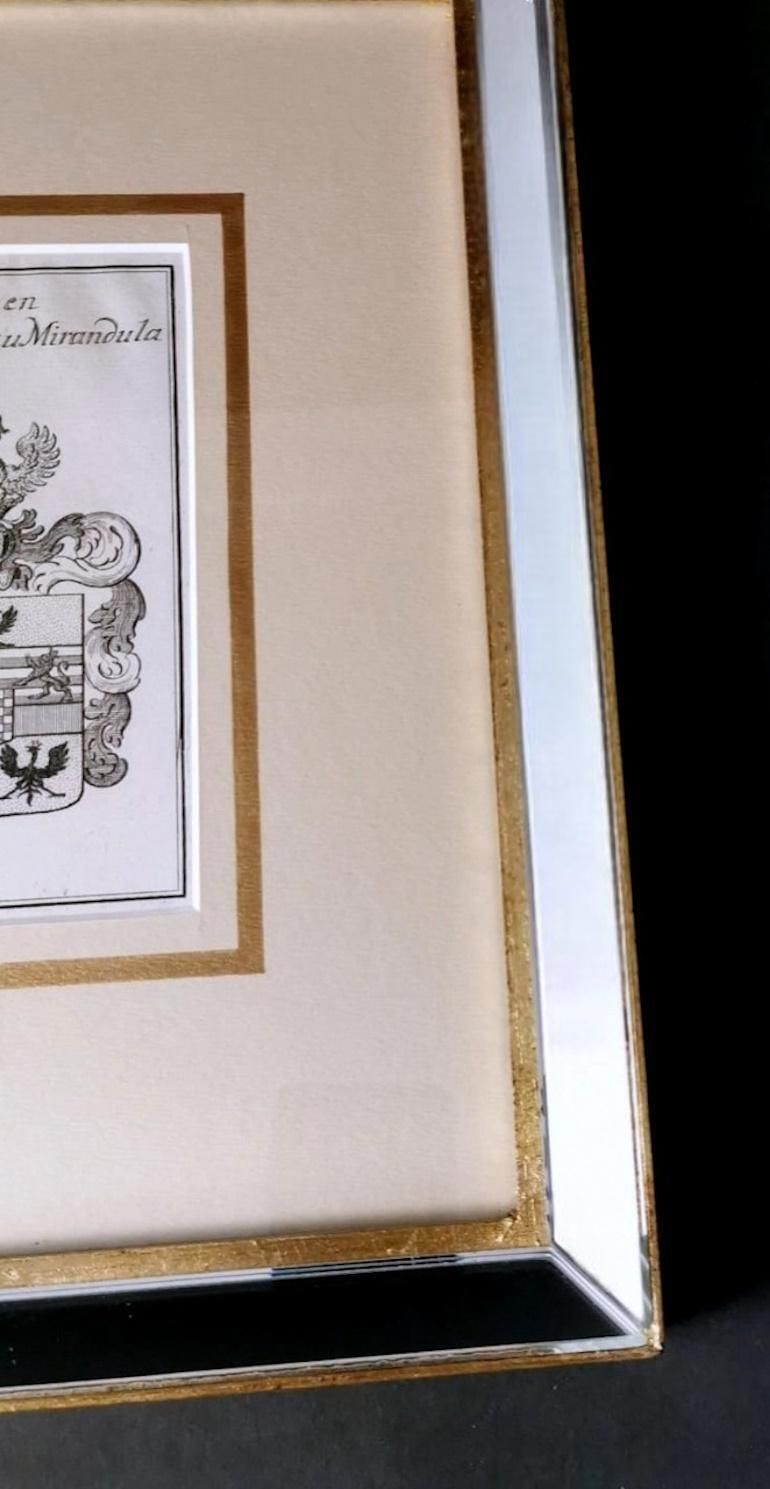 photo furniture Mirror Frame With Engraved Dutch Print Depicting Dukes Of Mirandola Coat Of Arms