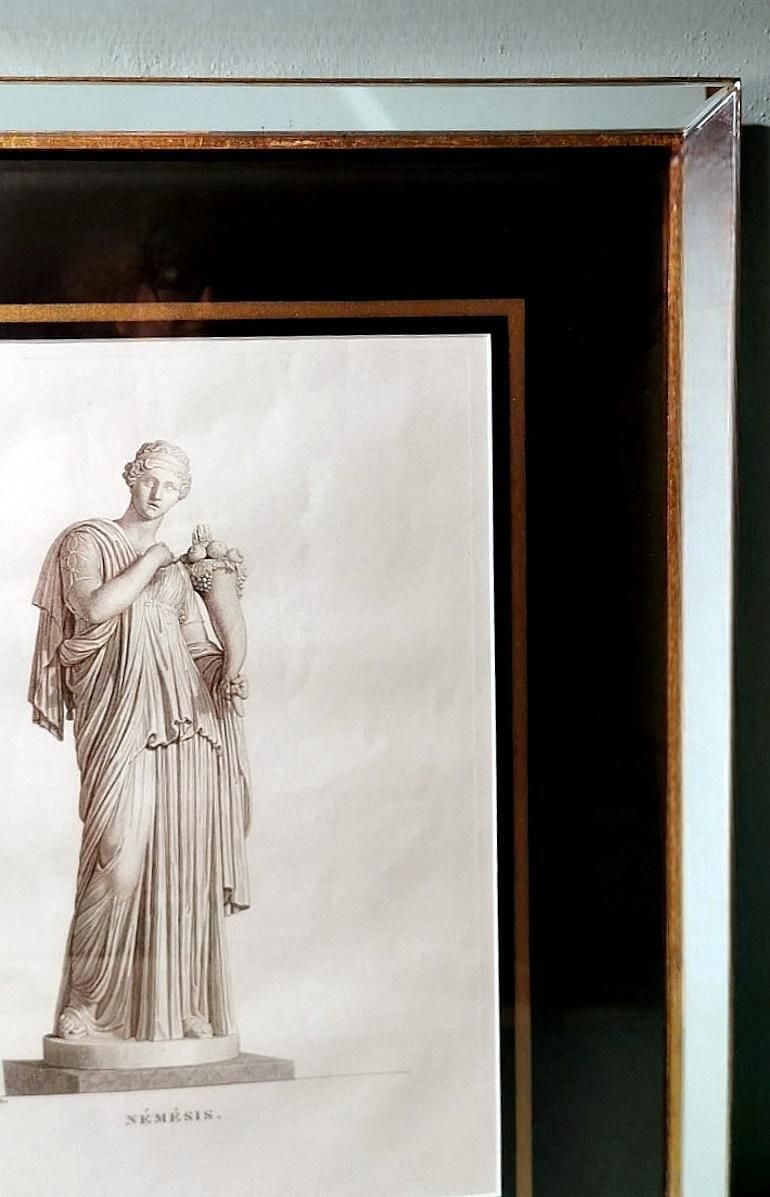 A French Print Depicting "Nemesis "In Italian Frame With Mirrors" photo vintage