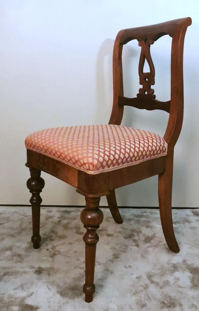 1745.0 Biedermeier Style Set 4 Danish Chairs In Wood And Fabric photo