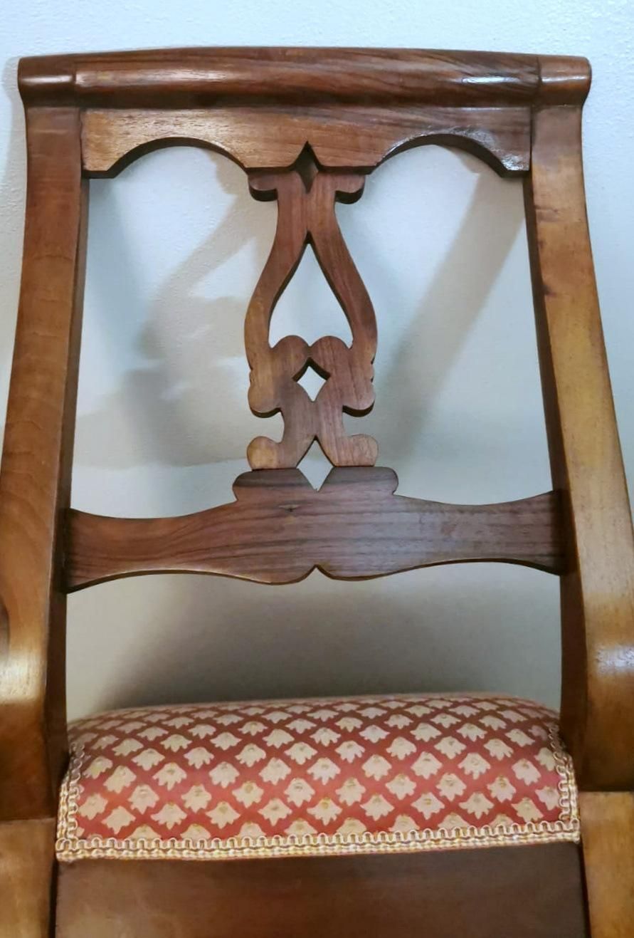 photo vintage Biedermeier Style Set 4 Danish Chairs In Wood And Fabric