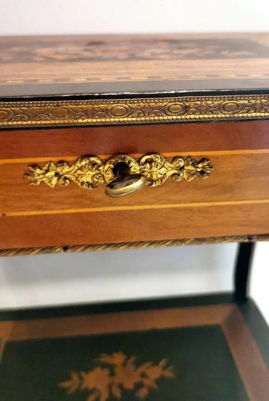 Furniture Napoleon III Style French Dressing Table With Mirror And Faux Drawer photo