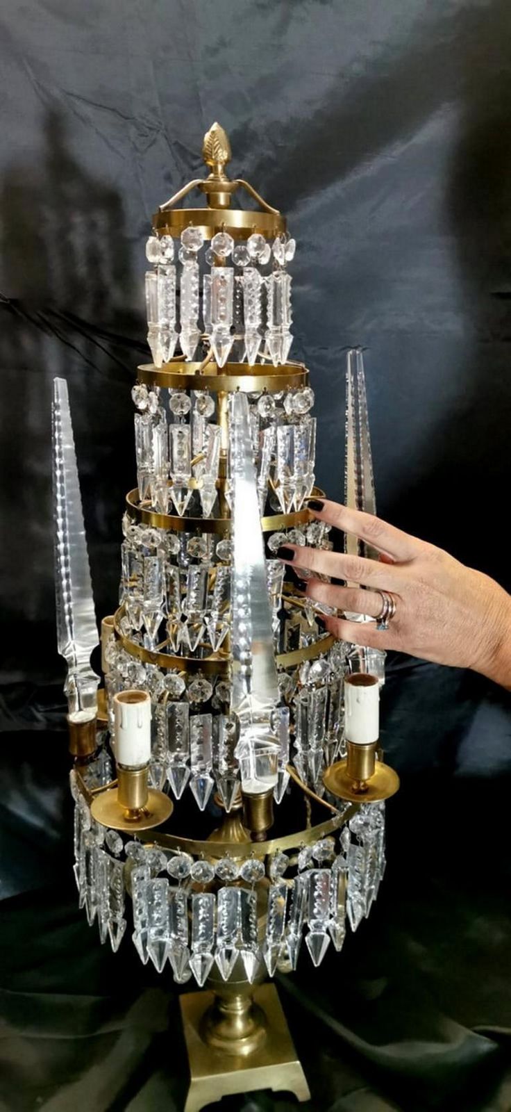 Louis XVI Style French Majestic Pair Of Crystal And Bronze Girandoles photo vinterior