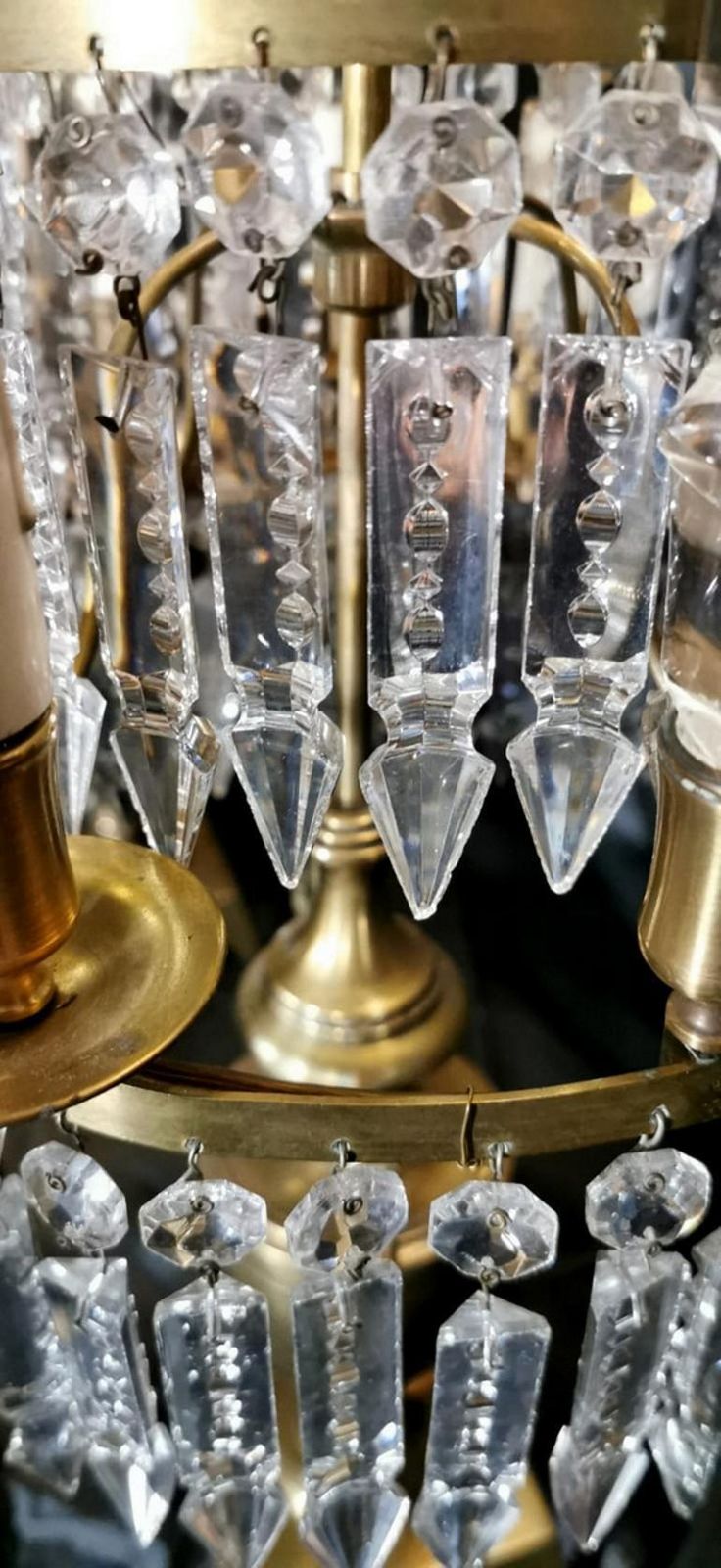 photo vinterior Louis XVI Style French Majestic Pair Of Crystal And Bronze Girandoles