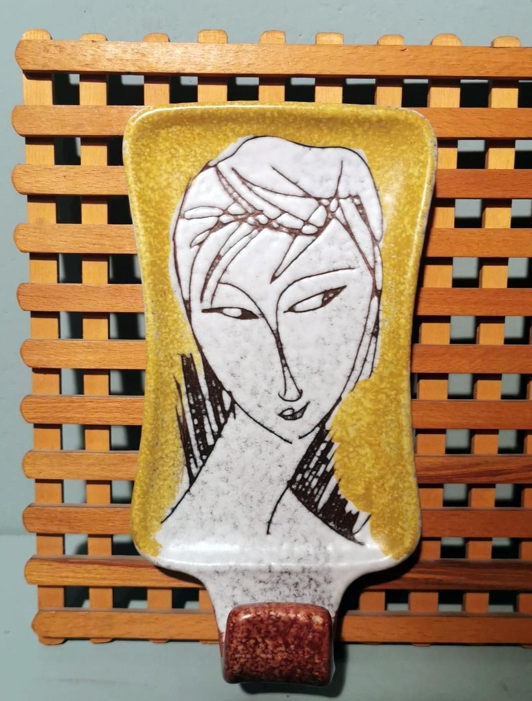 Vintage Italian Wood And Ceramic Coat Rack By Artist Alvaro Cartei photo buy