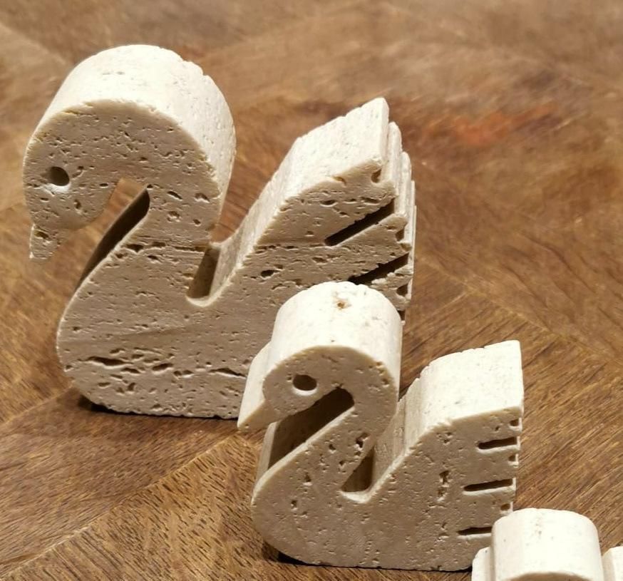 Mannelli F.Lli Travertine Ornaments Three Swans Minimalist Style photo vinterior