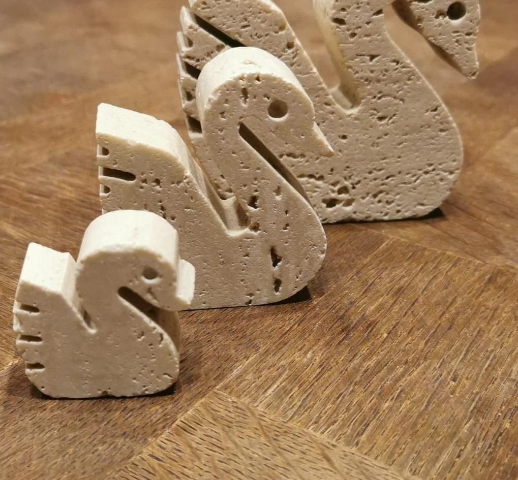 296.0 Mannelli F.Lli Travertine Ornaments Three Swans Minimalist Style photo