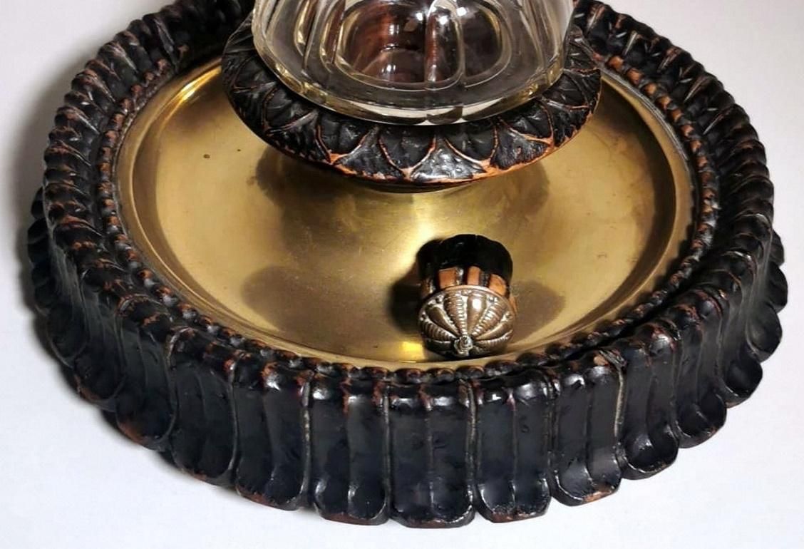 Napoleon III Style French Inkwell Made Of Wood, Brass And Crystal photo buy
