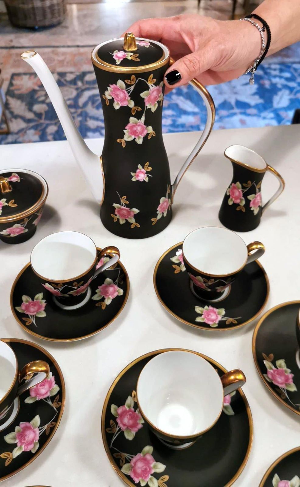 photo vintage Sevres Vincennes Vintage French Porcelain Coffee Set