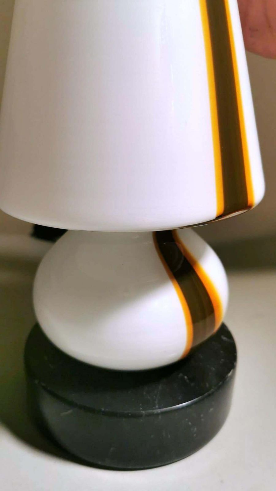 photo for sale Carlo Moretti Style Space Age Lamp From Murano In Opaline Glass And Marble Base