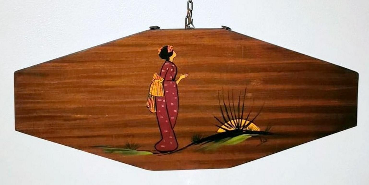 Teak Wood Decorative Panels With Japanese Kimono Figures photo 321.0